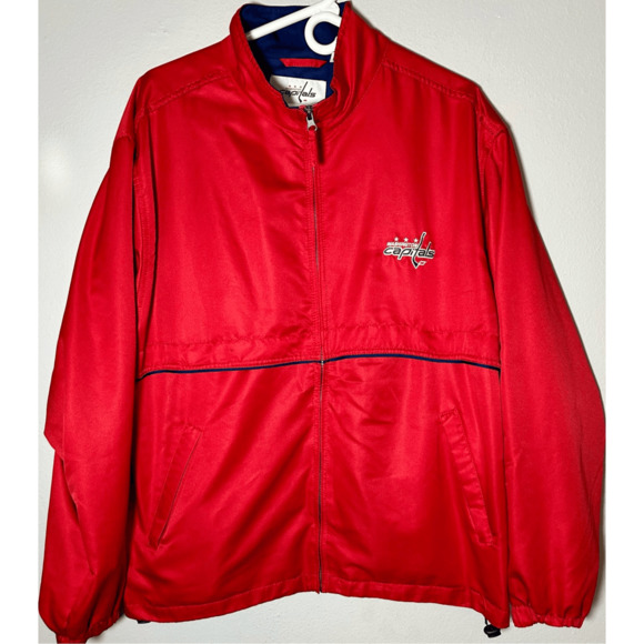 Washington Capitals Red Full Zip Lightweight Jacket Windbreaker Embroidered Sz L - Picture 2 of 10